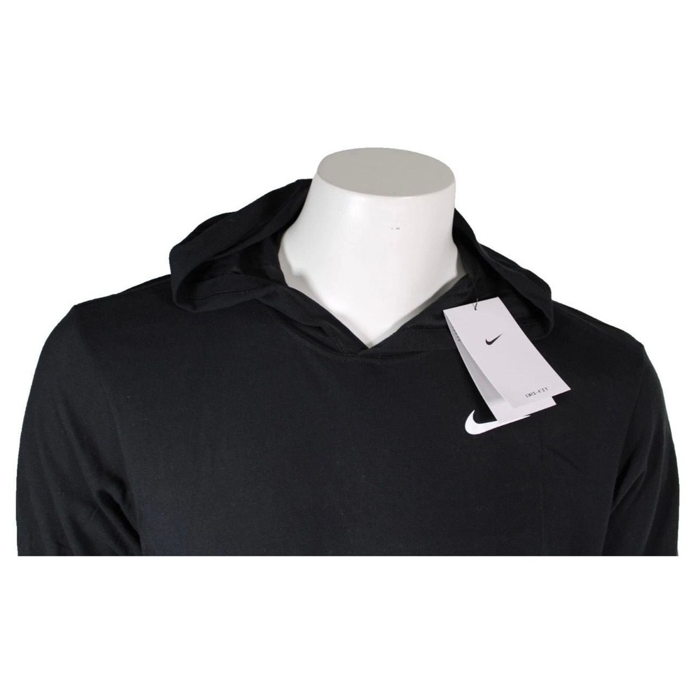 Nike Dri-FIT Hoodie Men's Medium Black Lightweight Pullover Activewear SportNWT - Picture 9 of 12